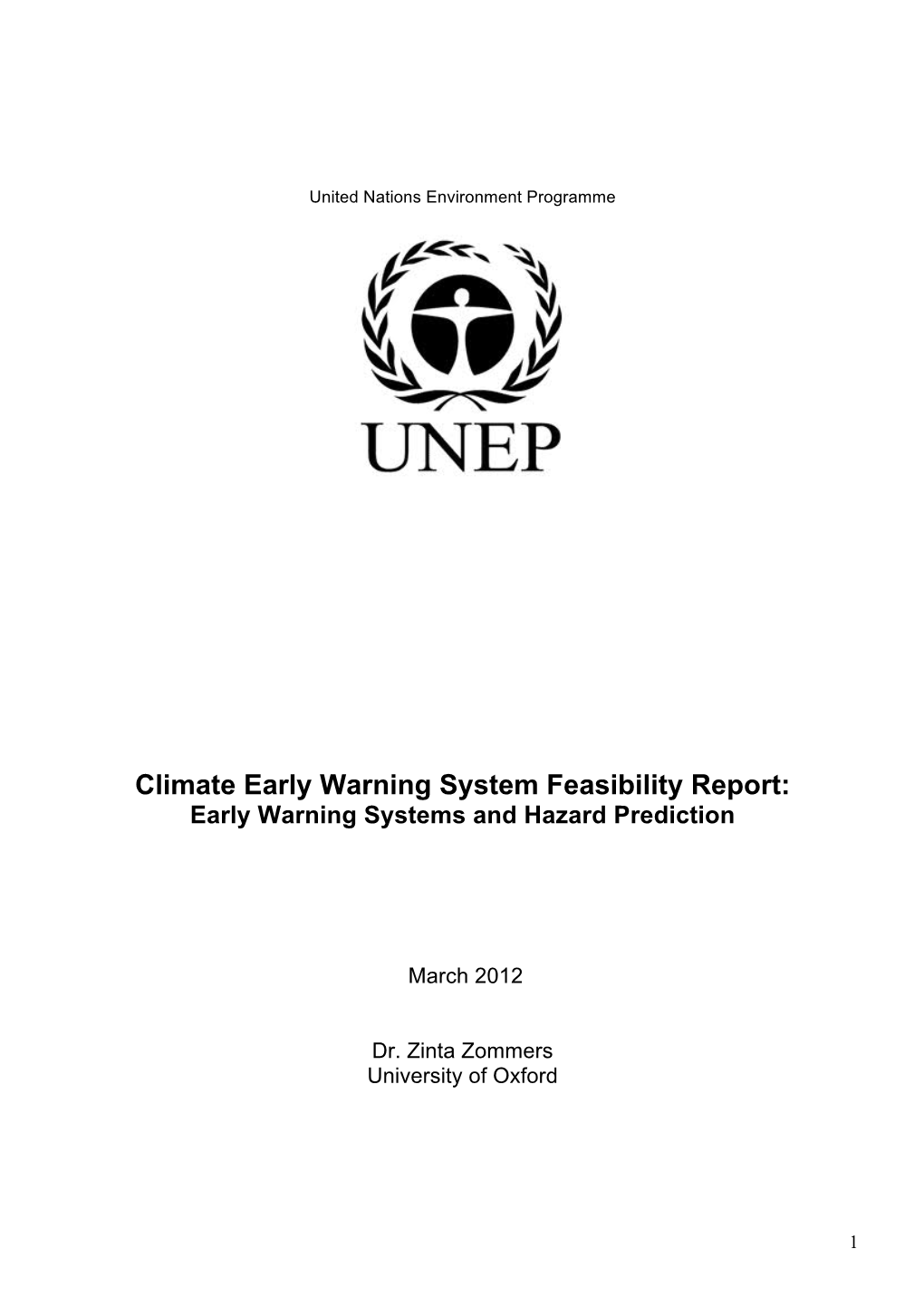 Climate Early Warning System Feasibility Report: Early Warning Systems and Hazard Prediction