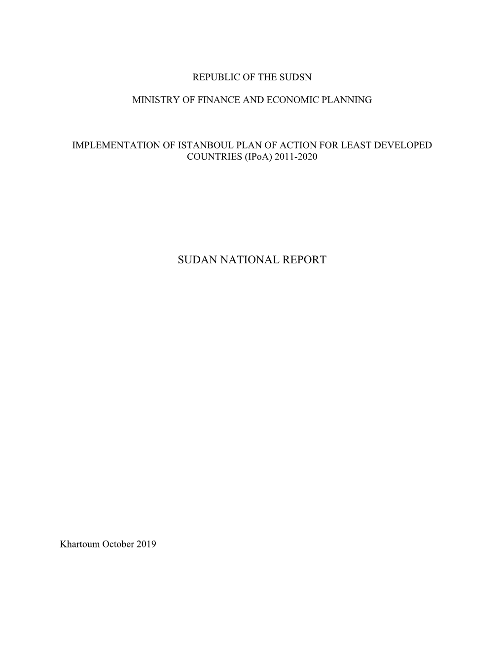 Sudan National Report