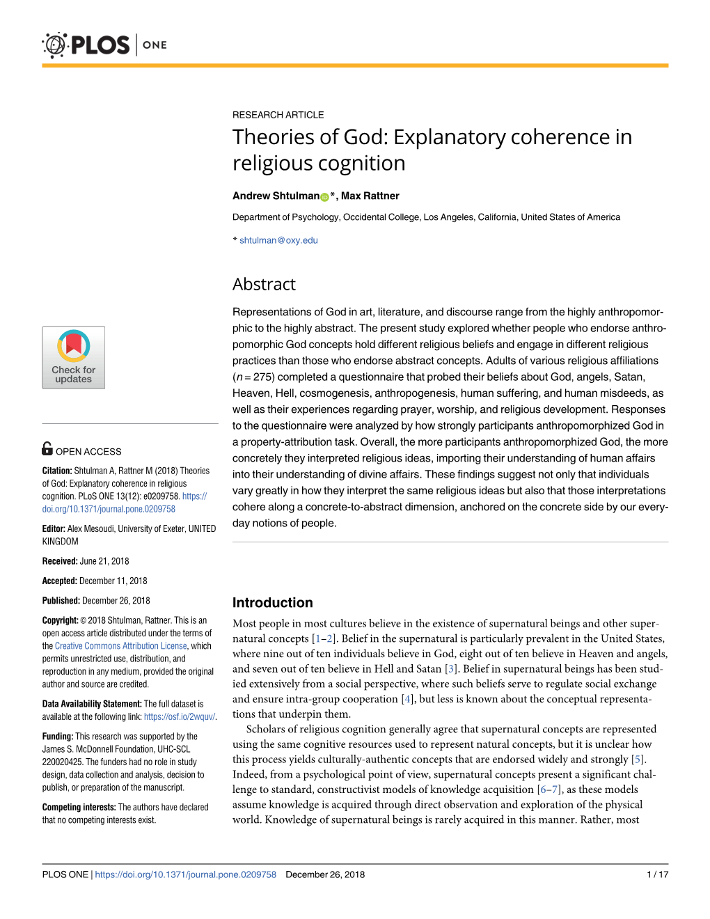 Theories of God: Explanatory Coherence in Religious Cognition