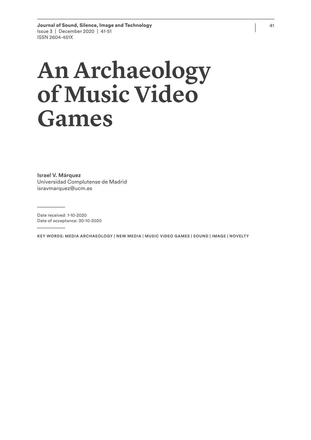An Archaeology of Music Video Games