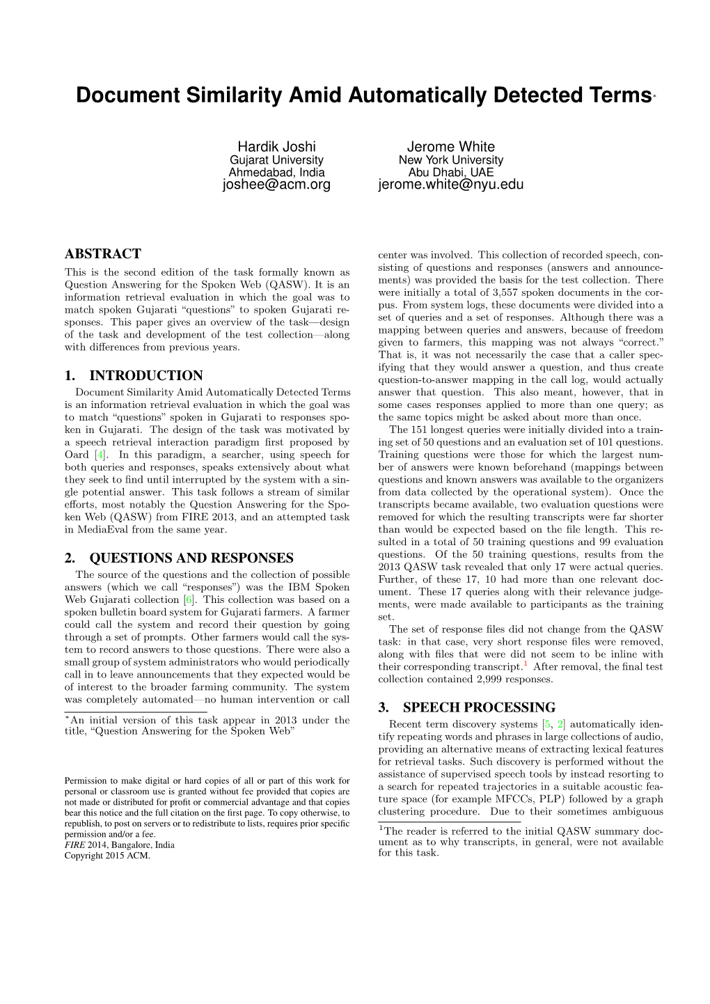 Document Similarity Amid Automatically Detected Terms*