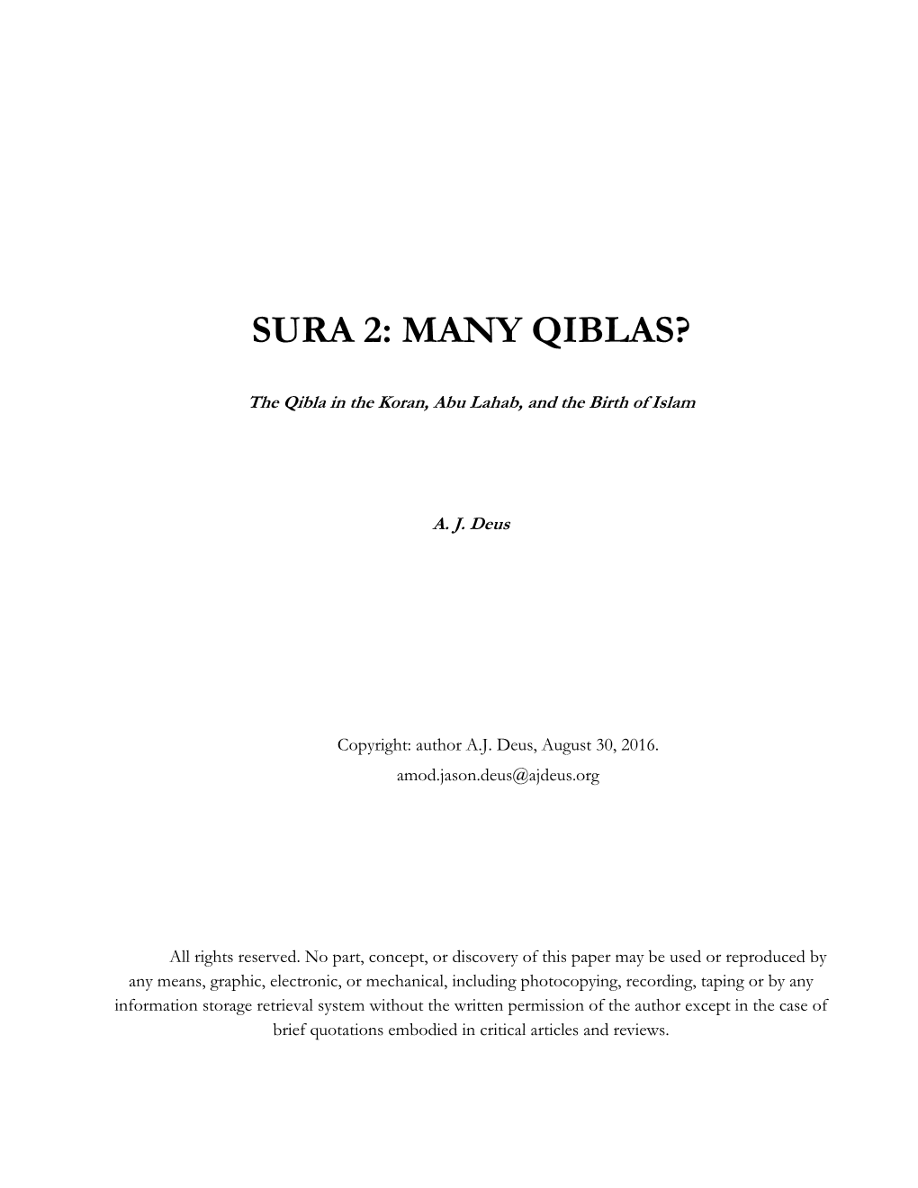 Sura 2: Many Qiblas?