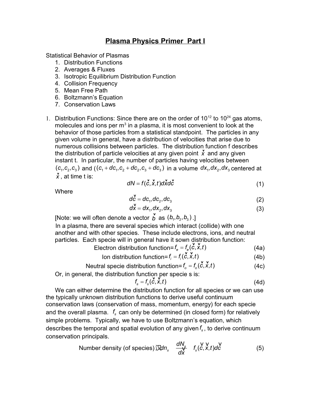 Plasma Physics Primer