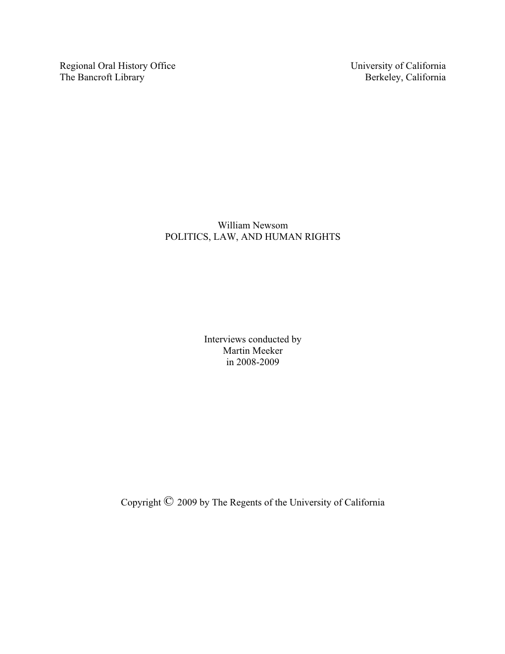 William Newsom POLITICS, LAW, and HUMAN RIGHTS