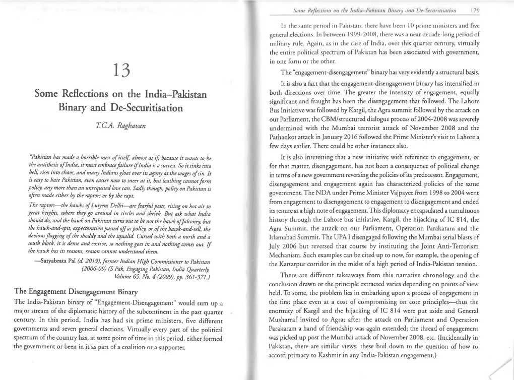 Some Reflections on the India-Pakistan Binary and De