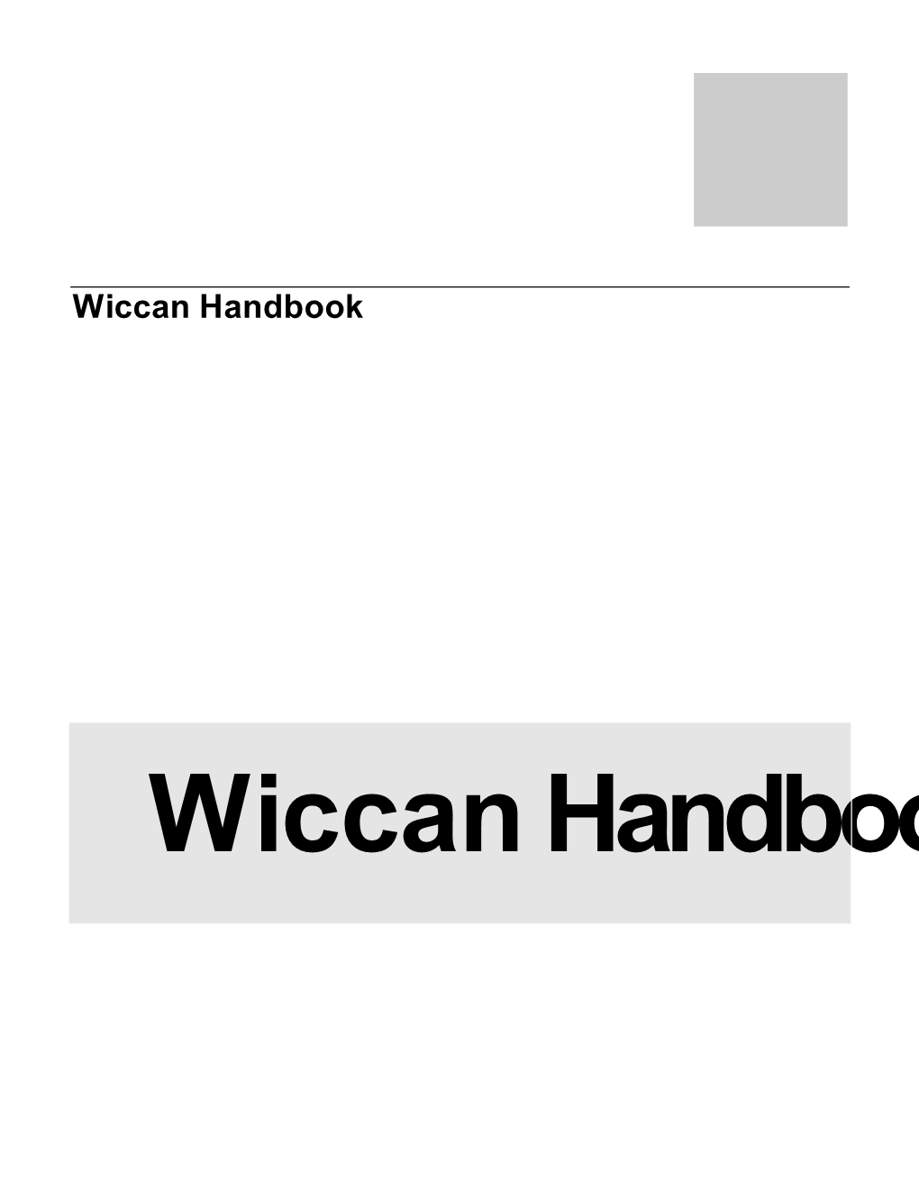 Wiccan Handbook