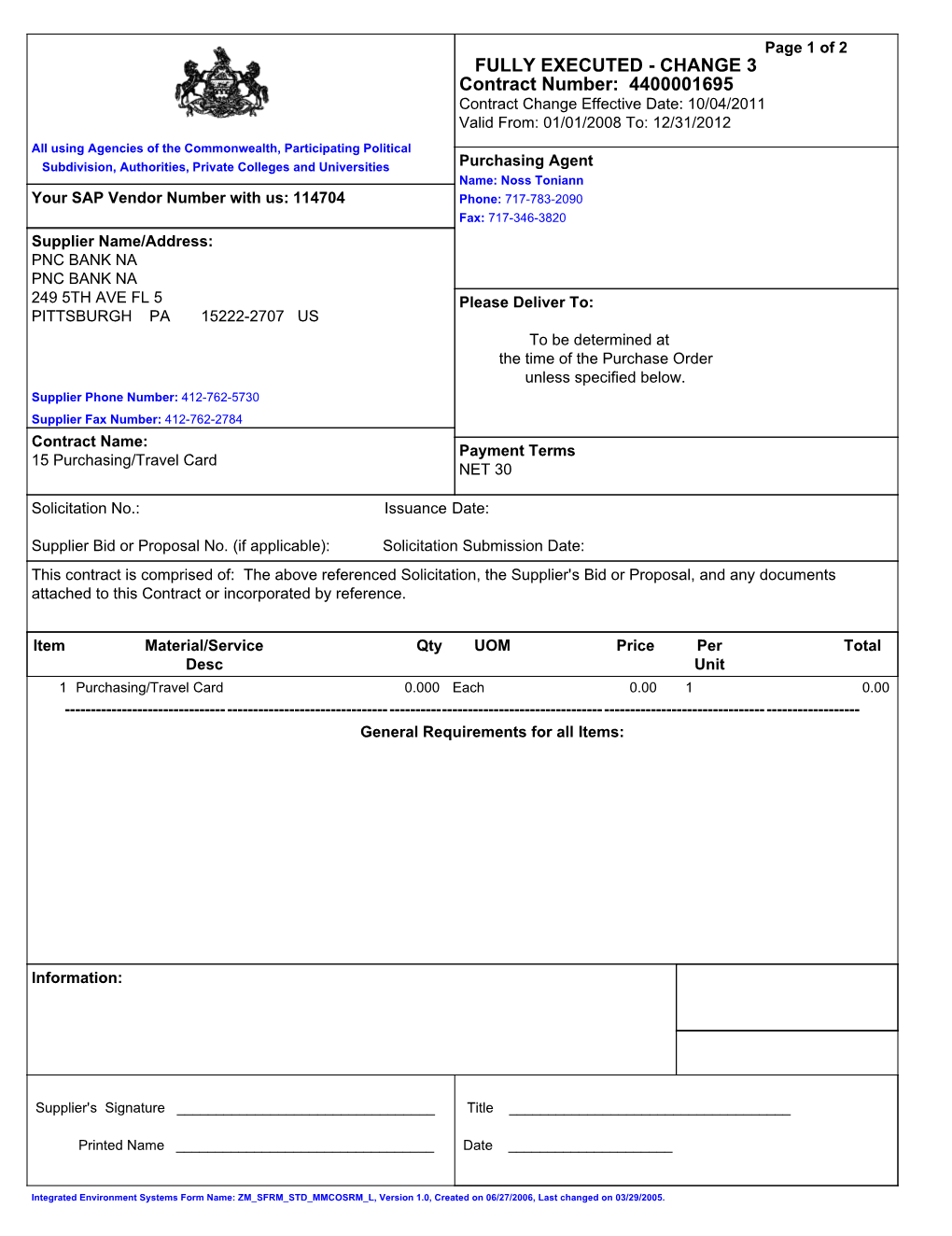 PNC Contract Overview