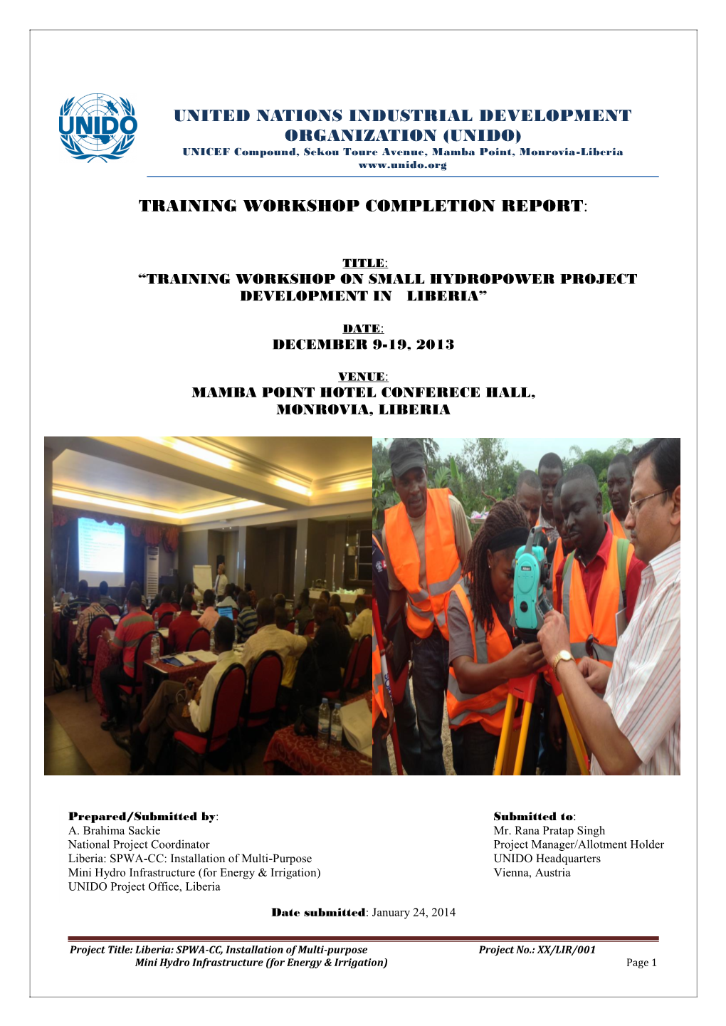 (Unido) Training Workshop Completion Report