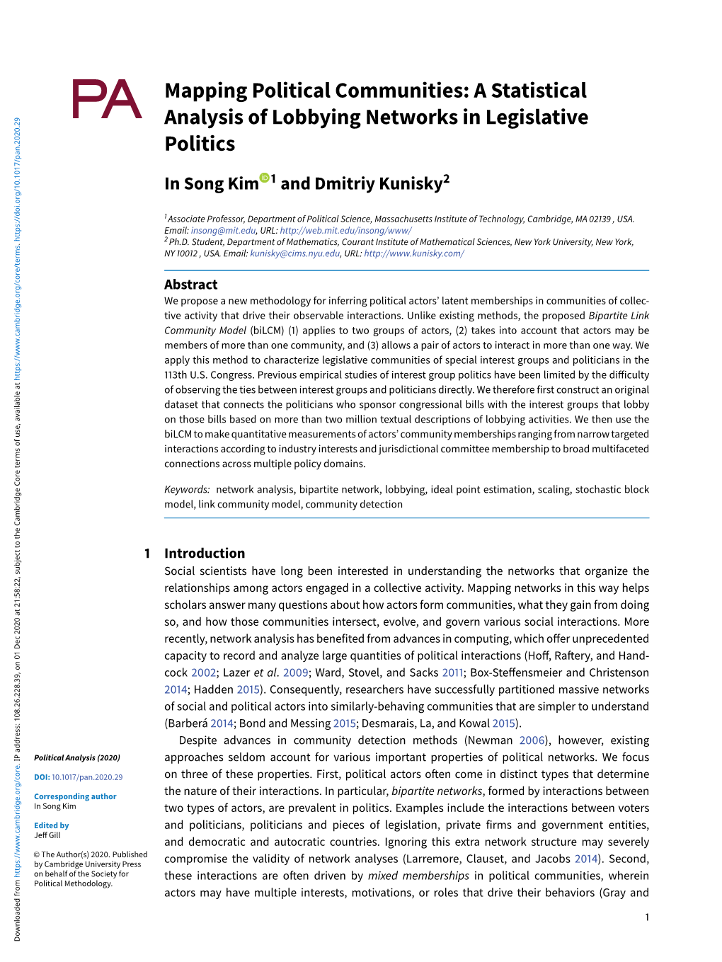 A Statistical Analysis of Lobbying Networks in Legislative Politics