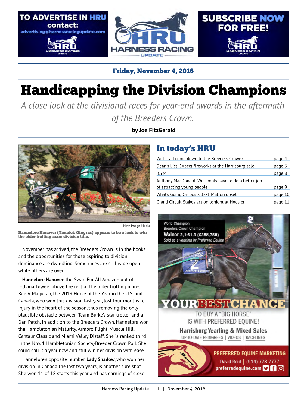 Handicapping the Division Champions a Close Look at the Divisional Races for Year-End Awards in the Aftermath of the Breeders Crown