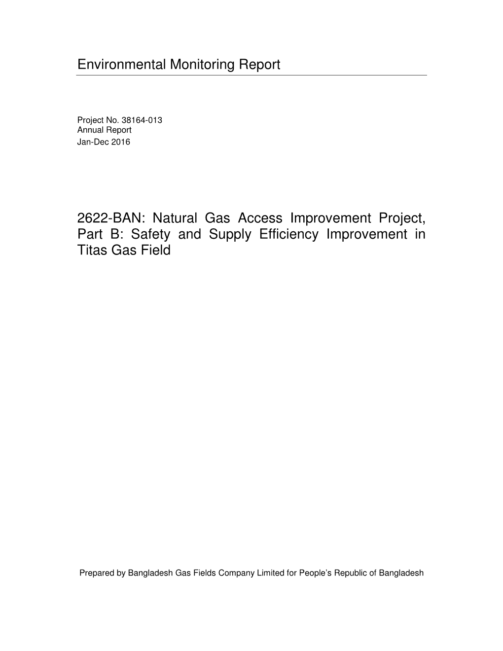 Environmental Monitoring Report 2622-BAN: Natural Gas Access
