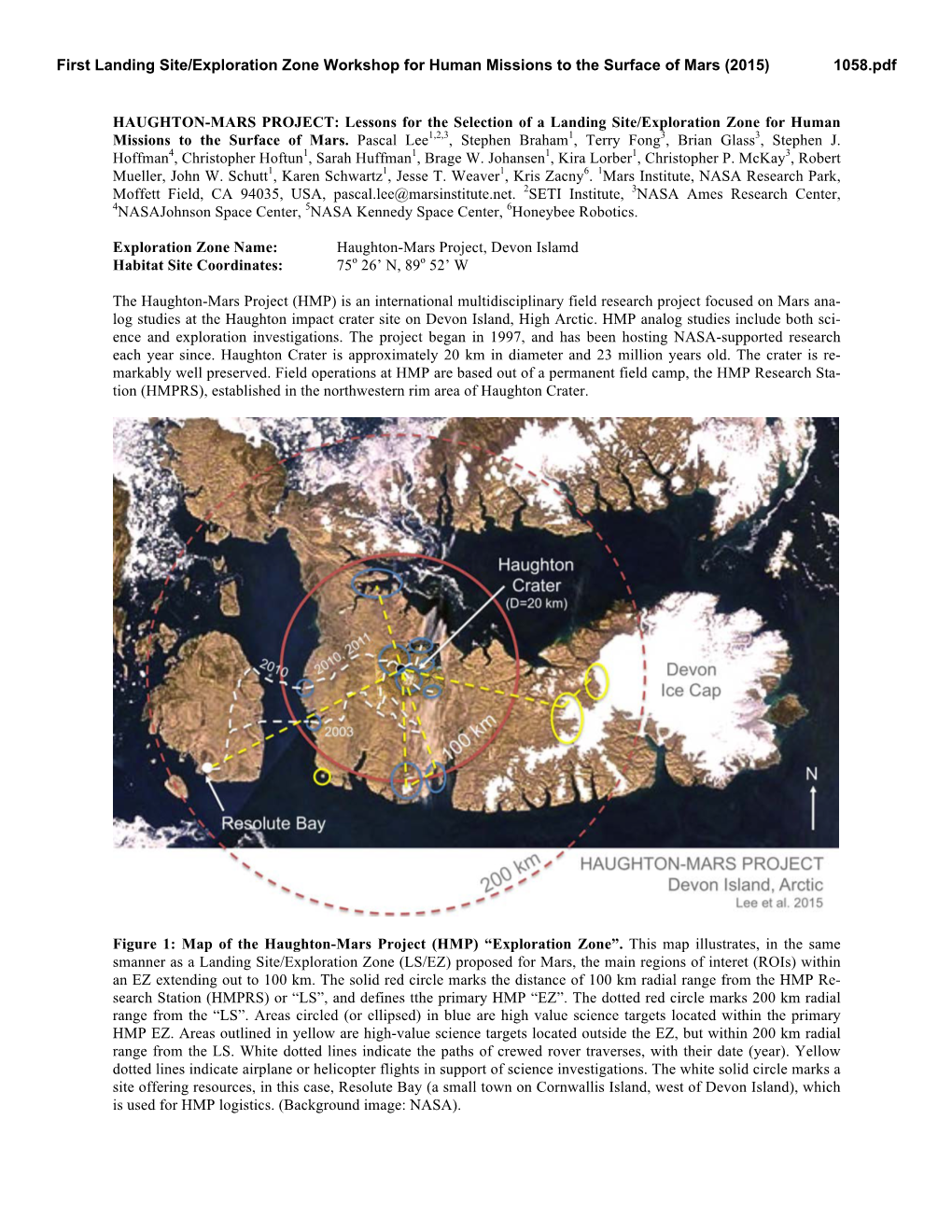 HAUGHTON-MARS PROJECT: Lessons for the Selection of a Landing Site/Exploration Zone for Human Missions to the Surface of Mars