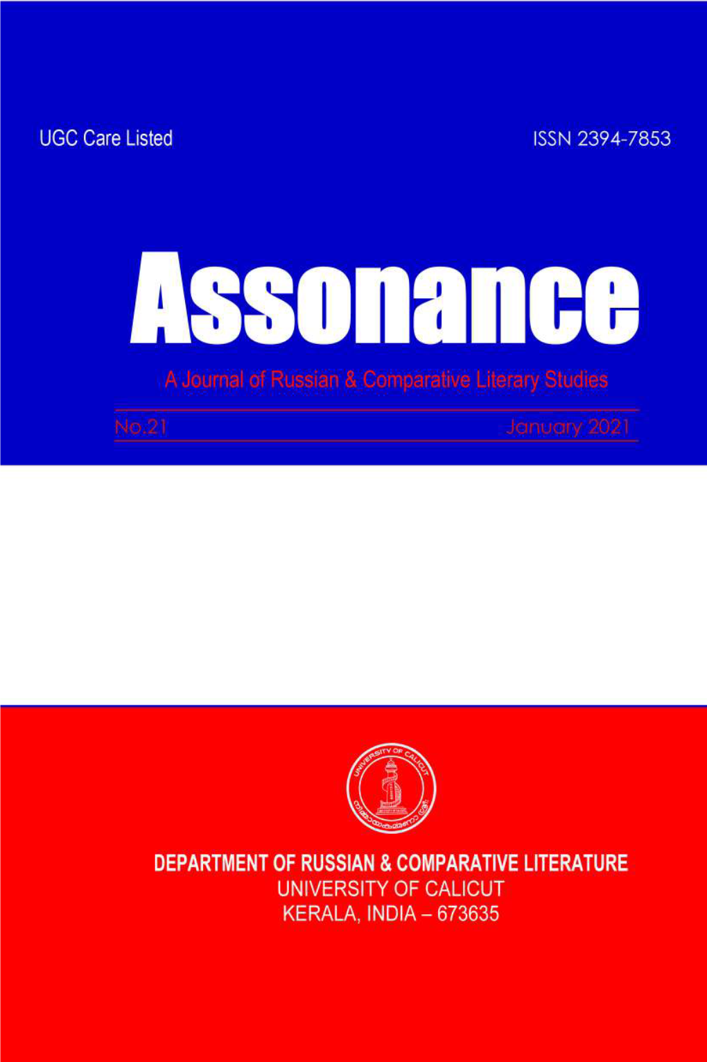 Assonance a Journal of Russian & Comparative Literary Studies