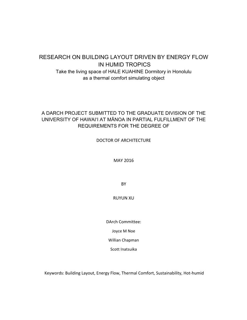 Ruyun Xu's Doctoral Dissertation