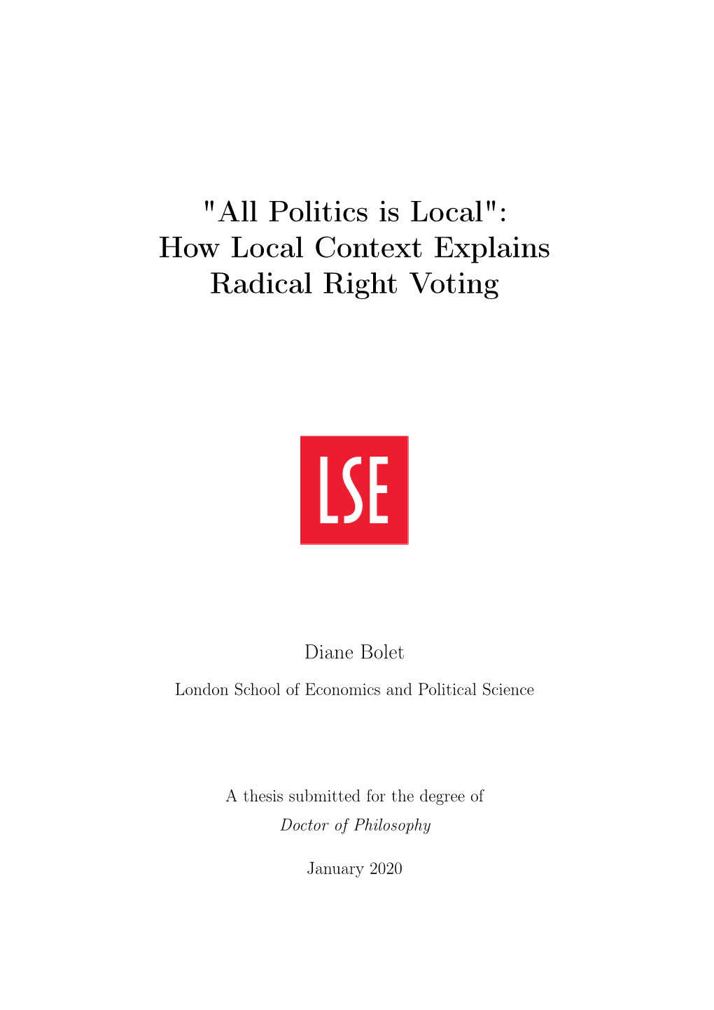 "All Politics Is Local": How Local Context Explains Radical Right Voting