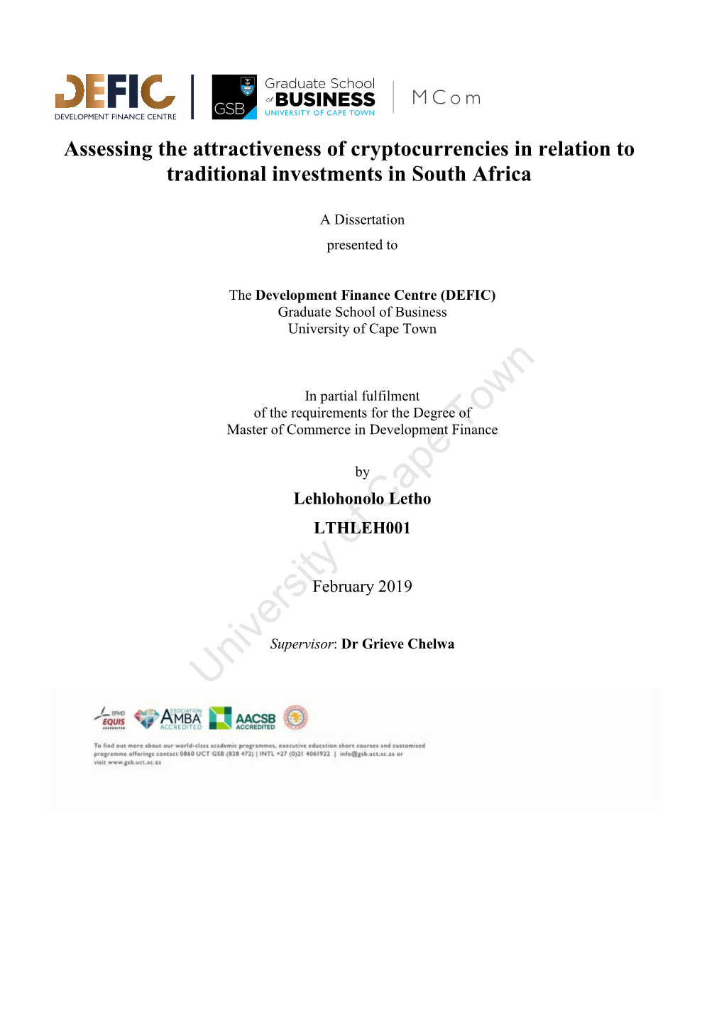 Assessing the Attractiveness of Cryptocurrencies in Relation to Traditional Investments in South Africa