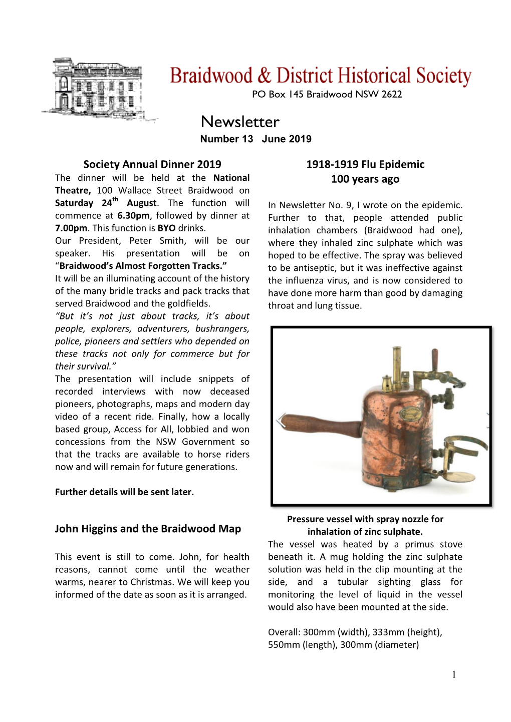 Newsletter Number 13 June 2019