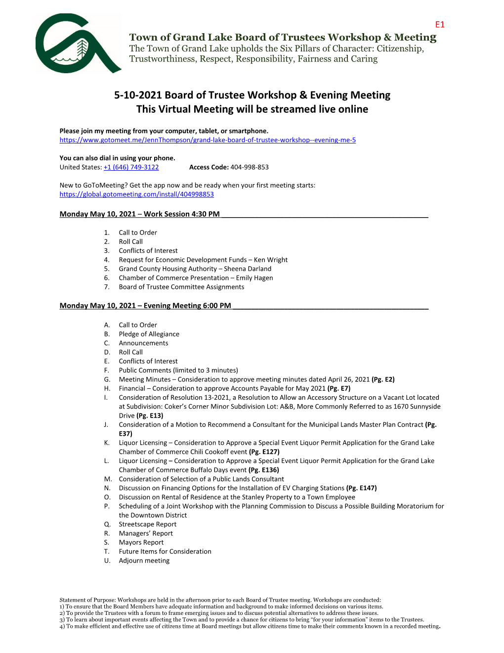 5-10-2021 Evening Meeting Packet