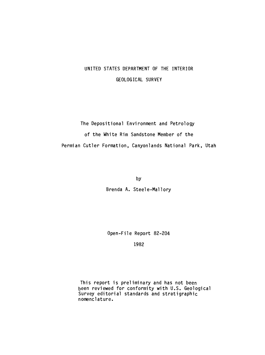 The Depositional Environment and Petrology of the White Rim