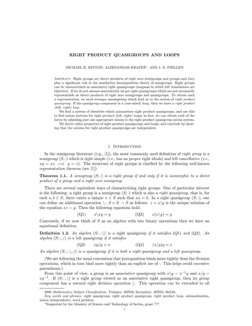 Right Product Quasigroups and Loops