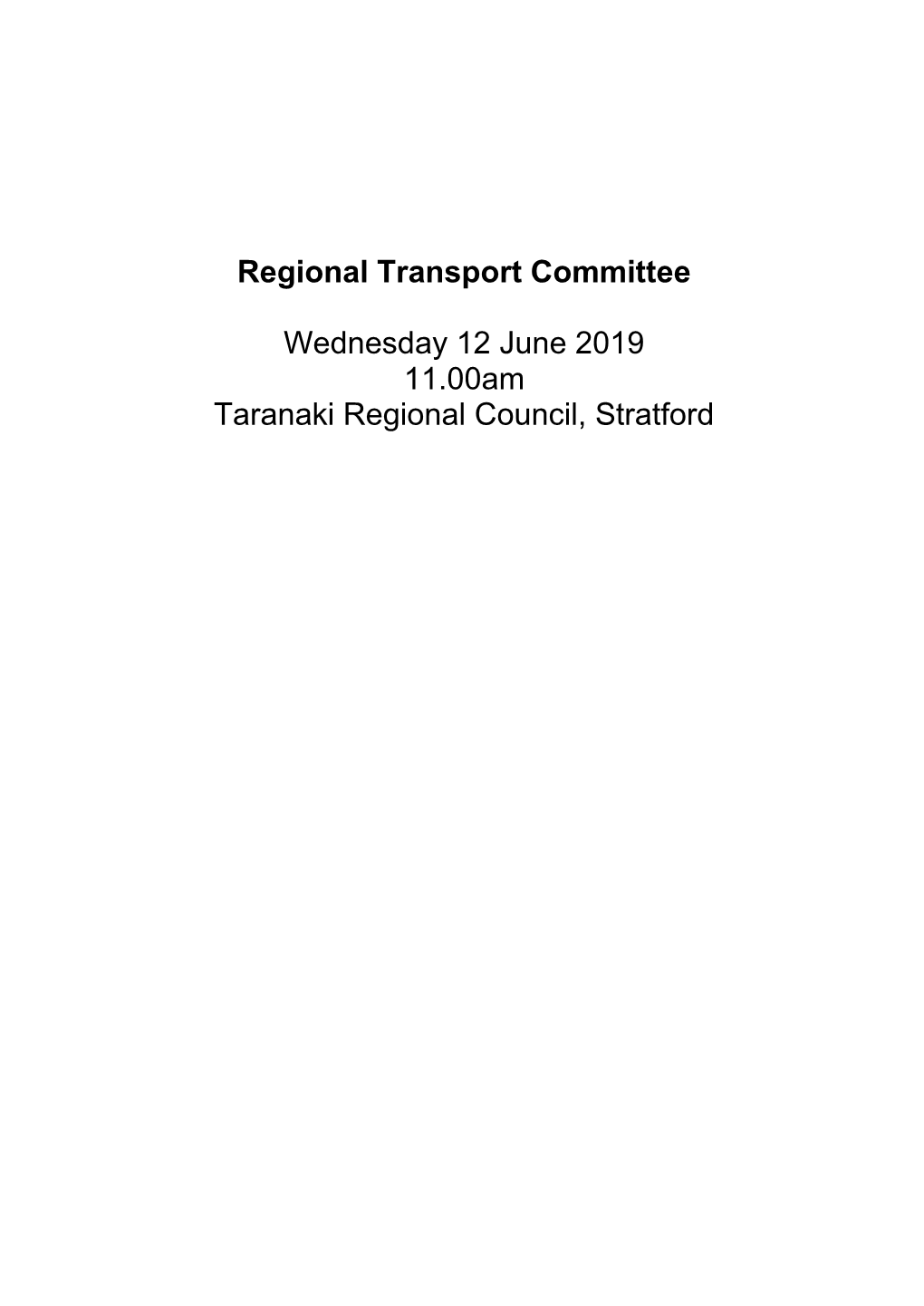 Regional Transport Committee Agenda June 2019