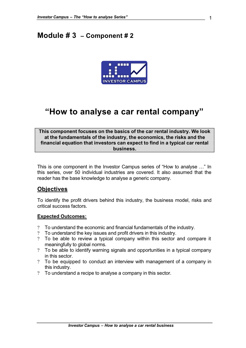 “How to Analyse a Car Rental Company”