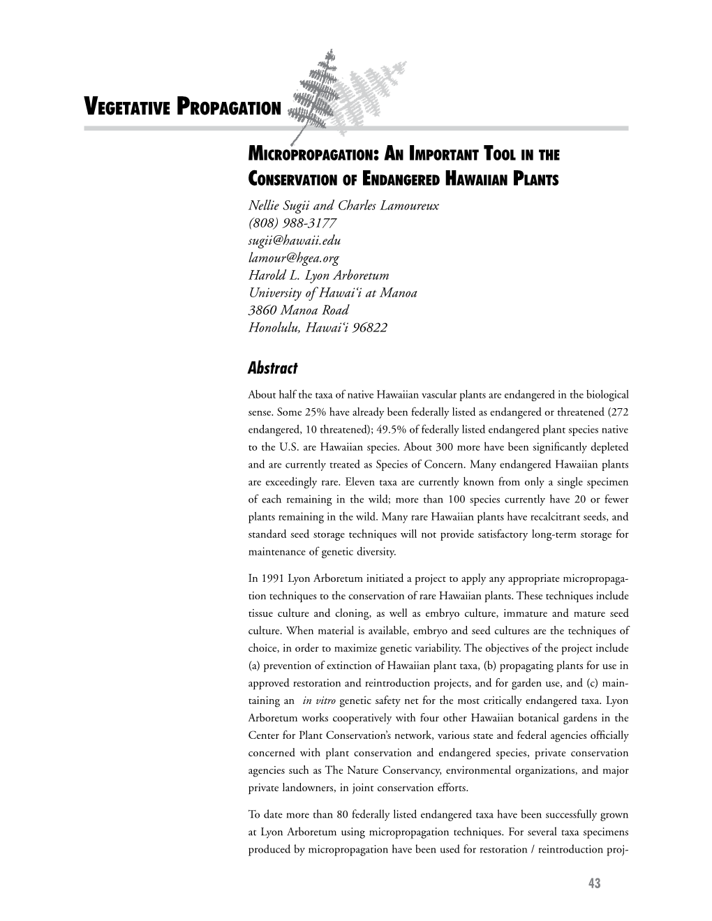 Vegetative Propagation