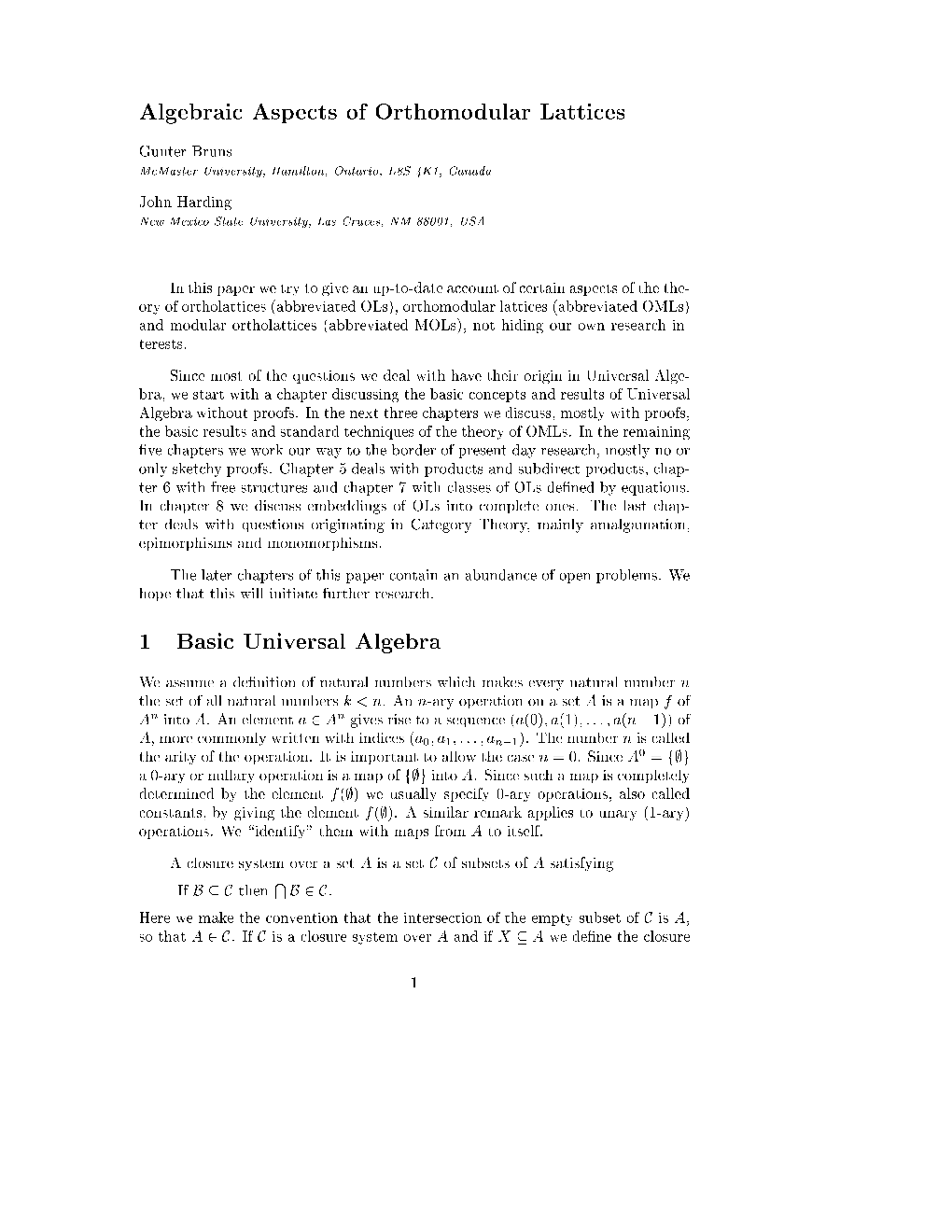 Algebraic Aspects of Orthomodular Lattices