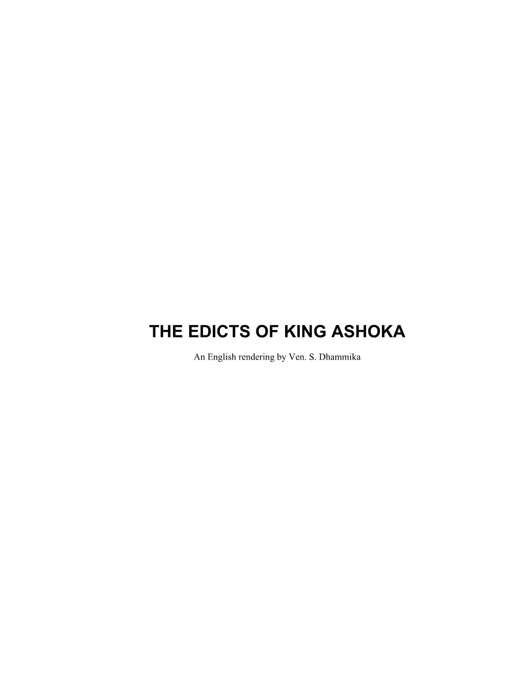 The Edicts of King Ashoka