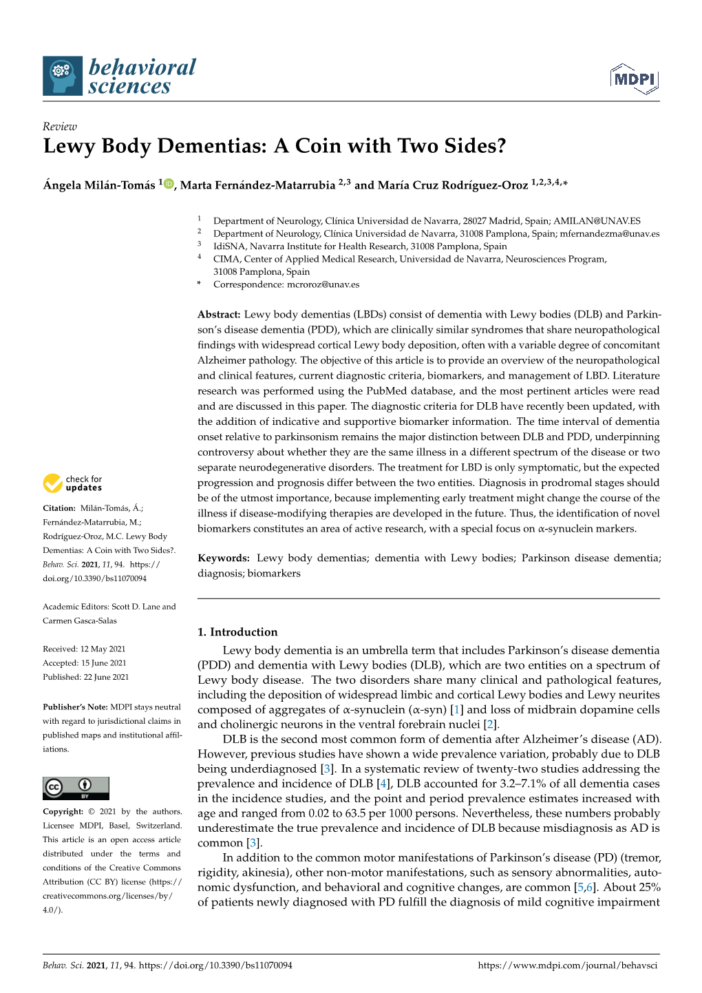 Lewy Body Dementias: a Coin with Two Sides?