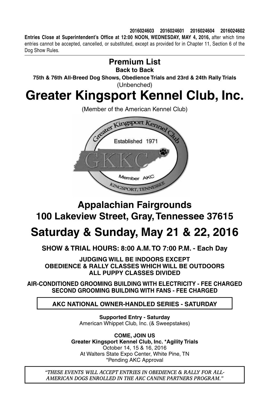 Greater Kingsport Kennel Club, Inc. (Member of the American Kennel Club)