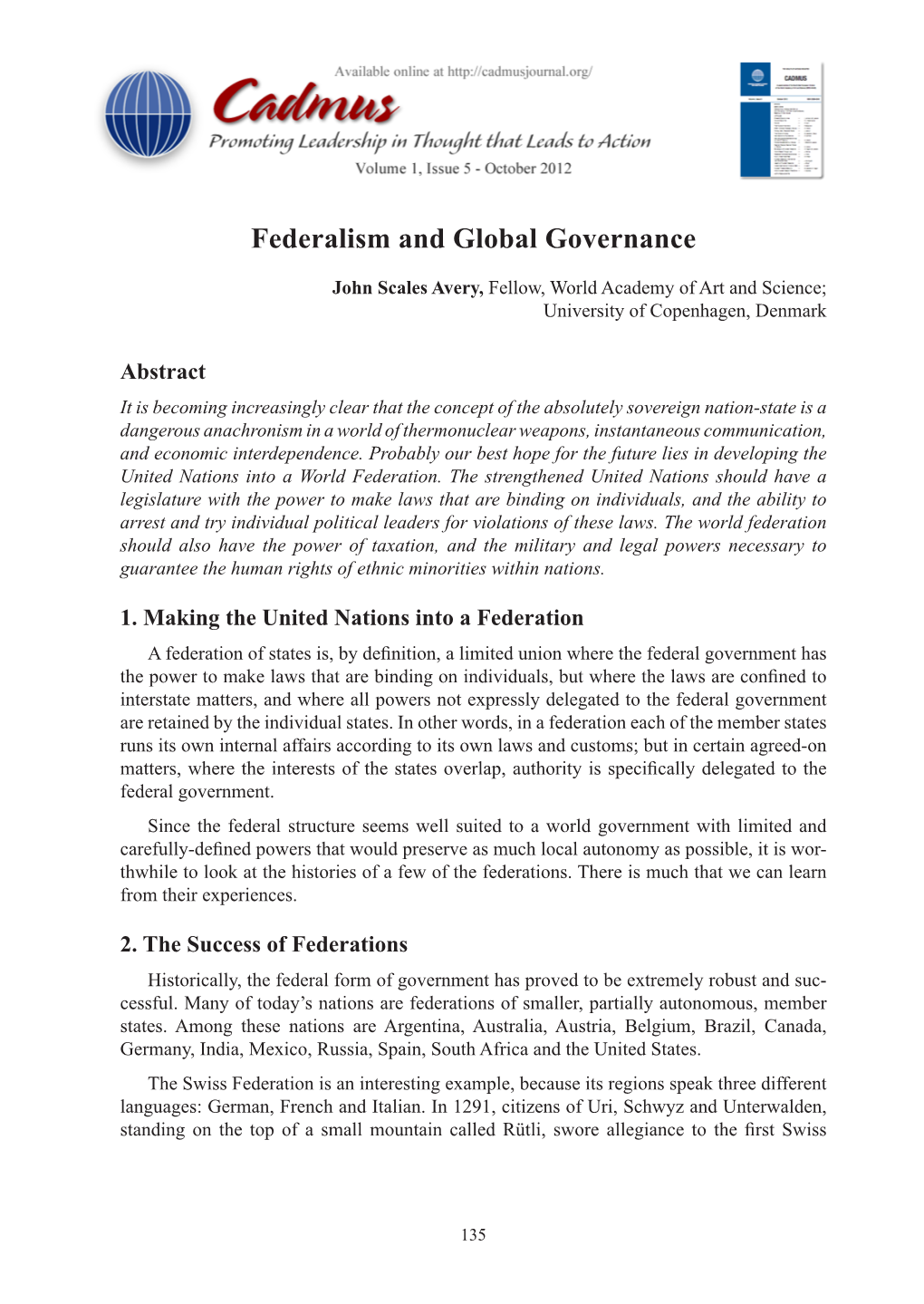 Federalism and Global Governance