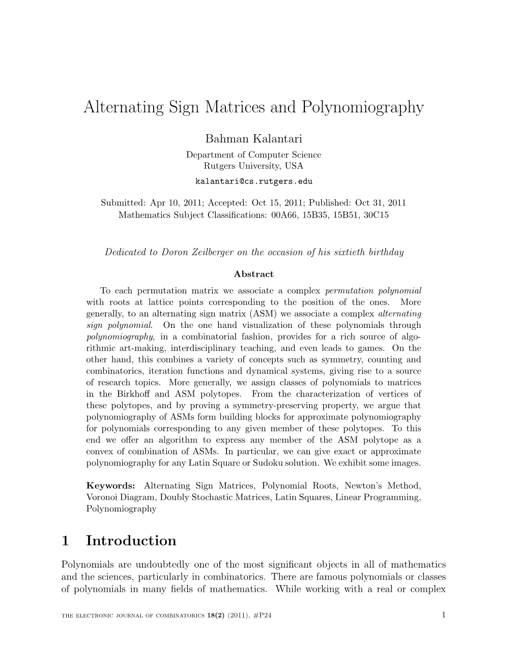 Alternating Sign Matrices and Polynomiography