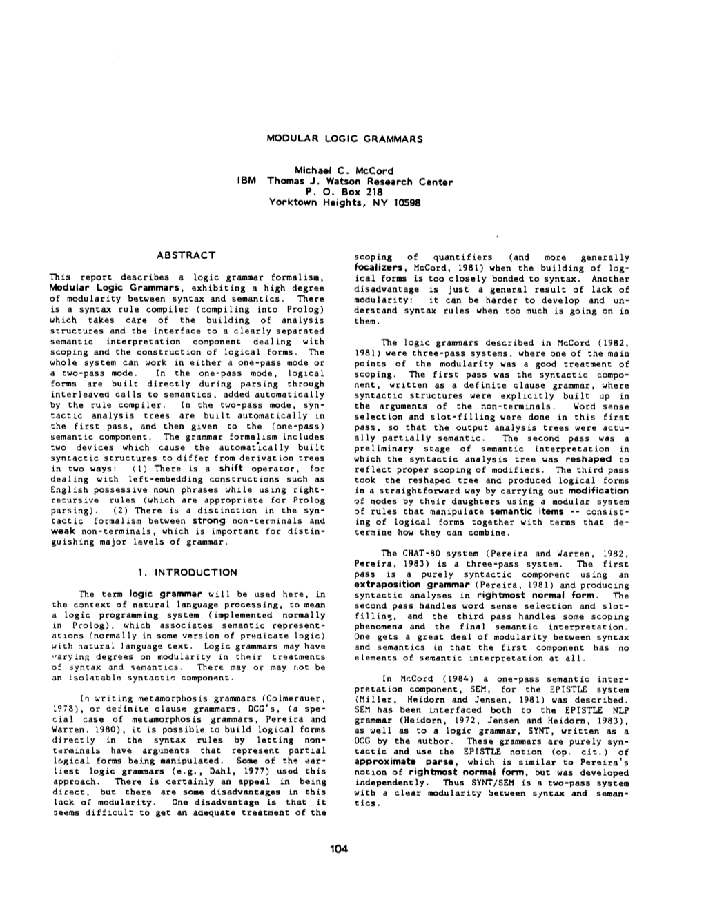 Modular Logic Grammars