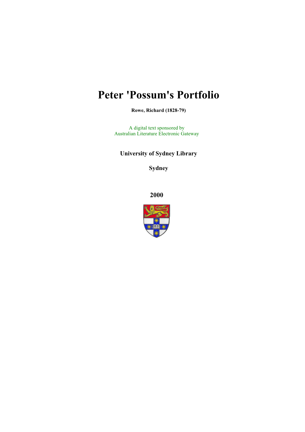 Peter 'Possum's Portfolio