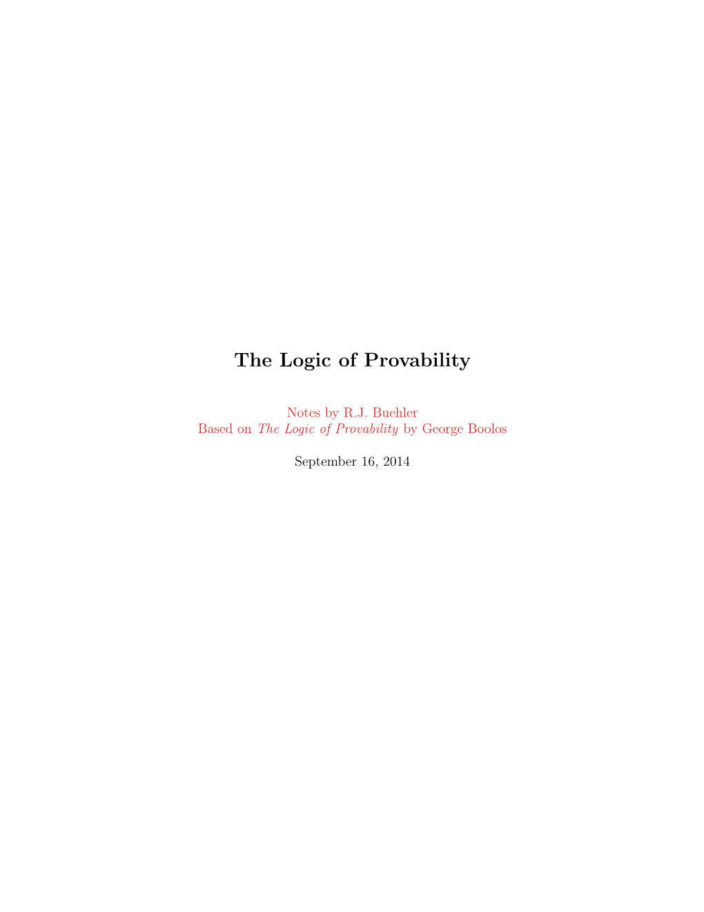 The Logic of Provability