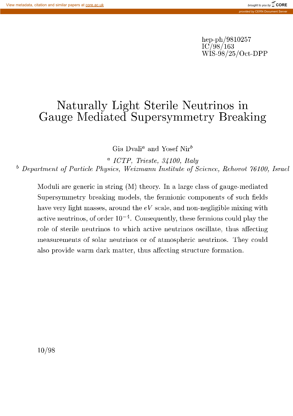 Naturally Light Sterile Neutrinos in Gauge Mediated Supersymmetry