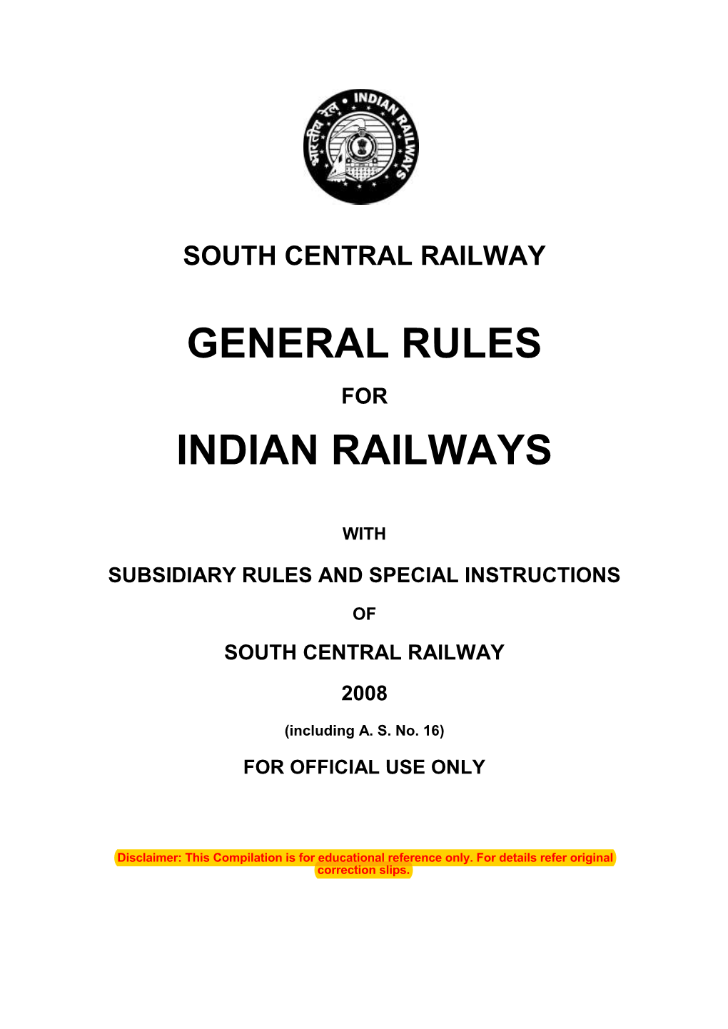 General Rules Indian Railways