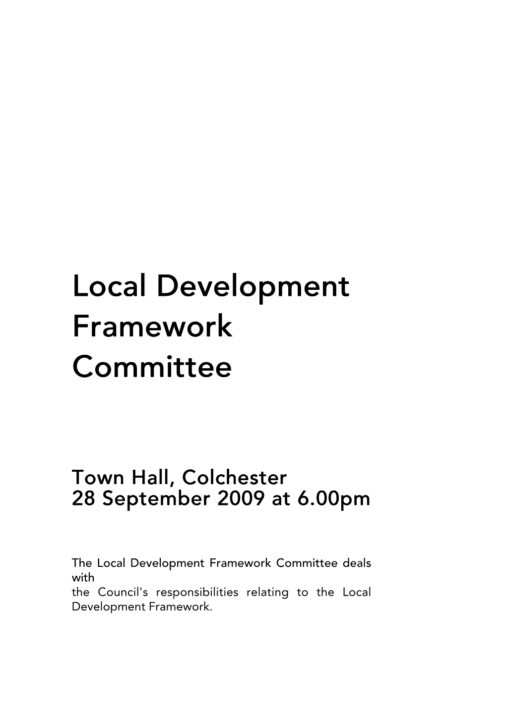 Local Development Framework Committee Committee