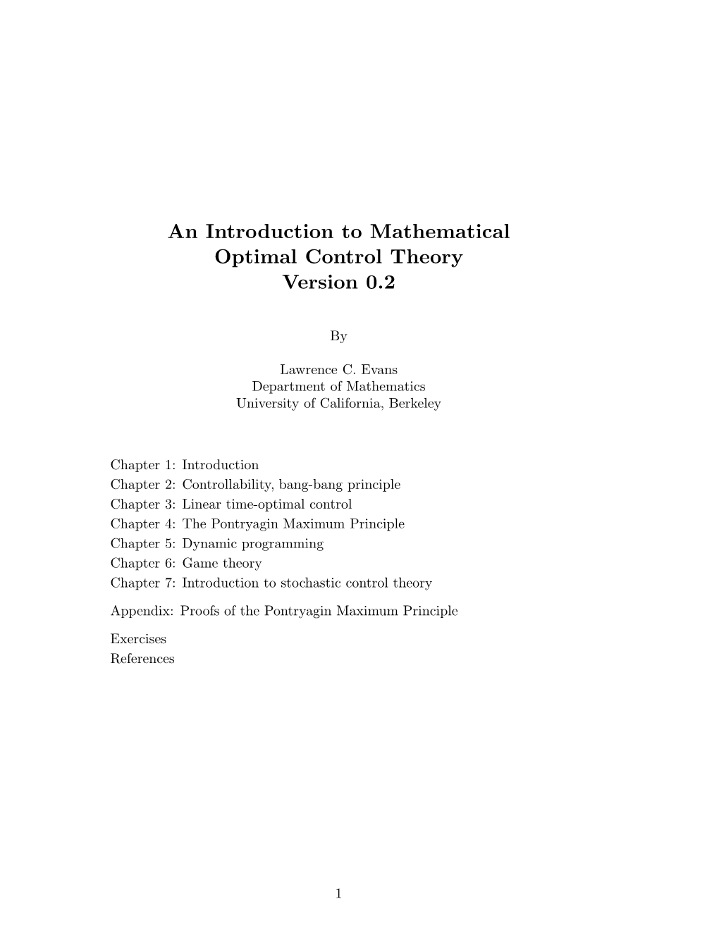 Optimal Control Theory Version 0.2