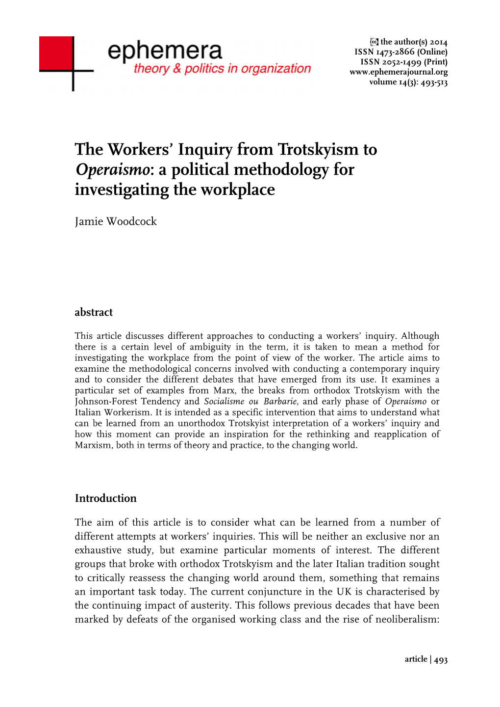 The Workers' Inquiry from Trotskyism to Operaismo