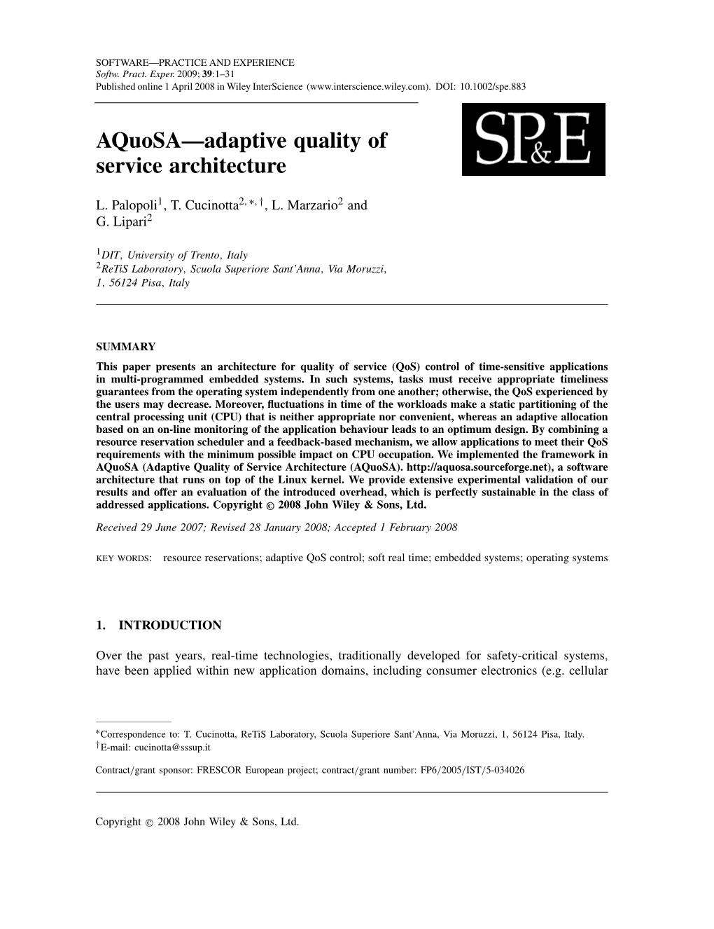 Aquosa-Adaptive Quality of Service Architecture