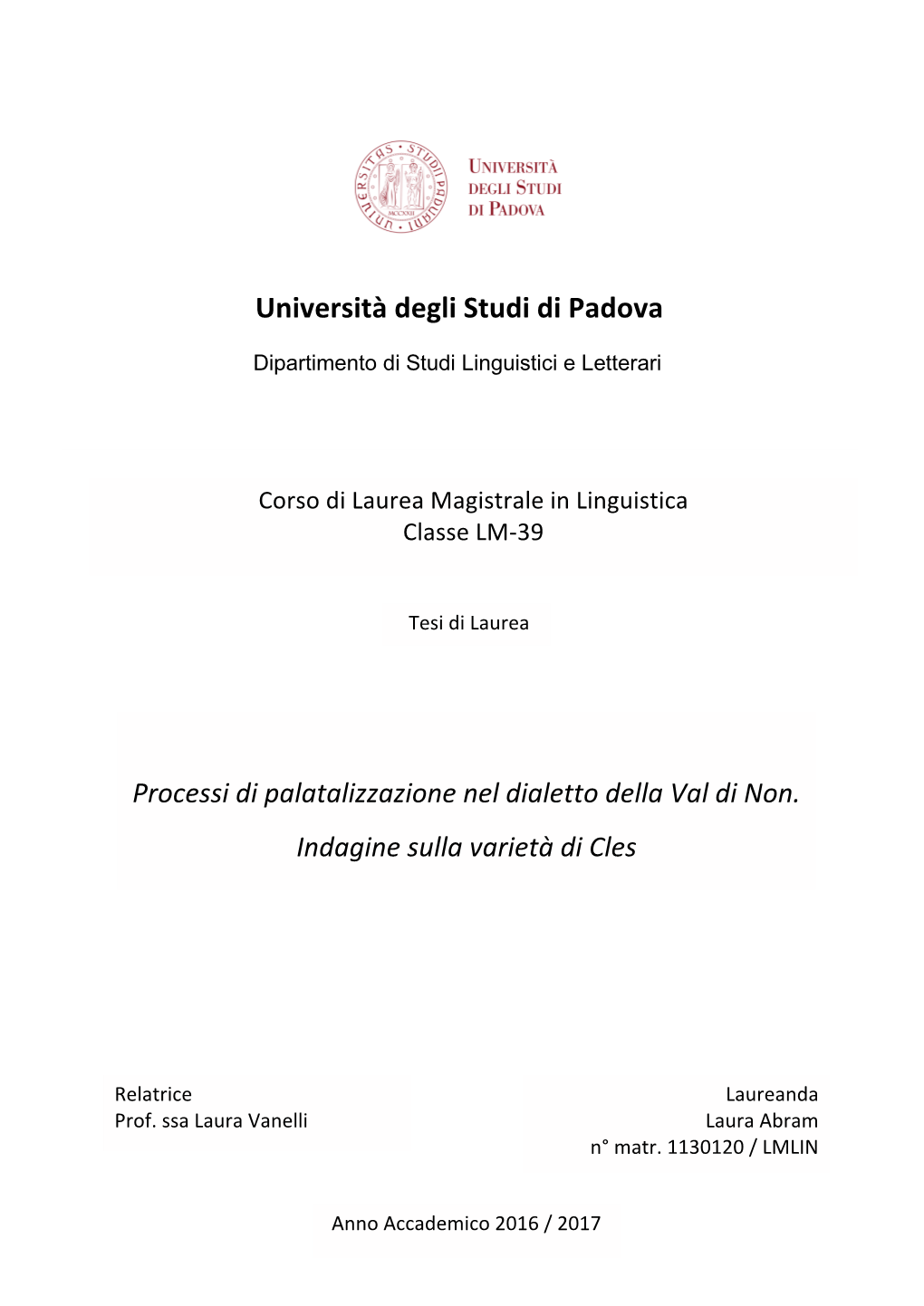 Università Degli Studi Di Padova