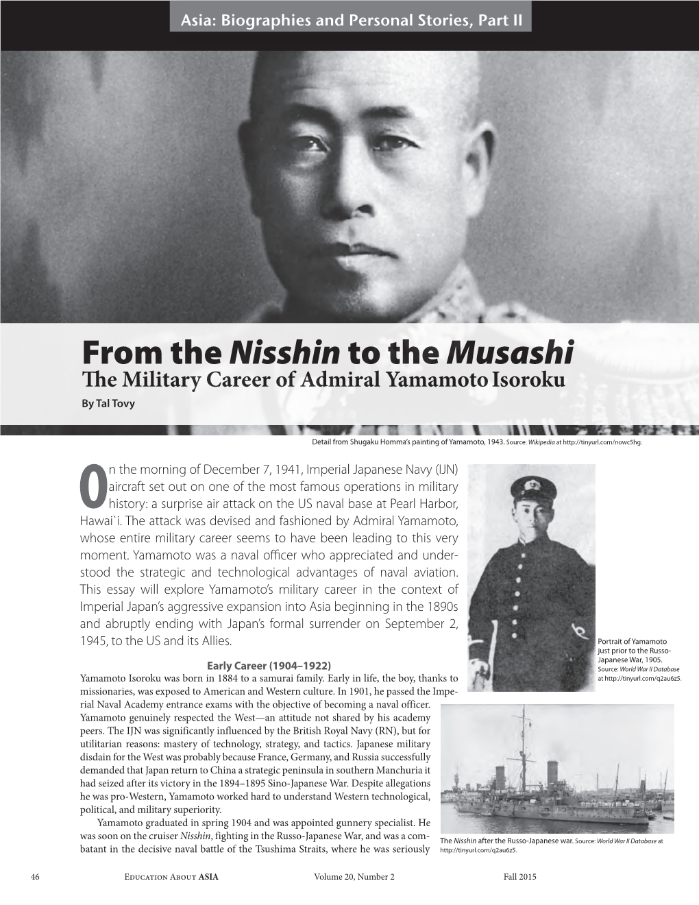 From the Nisshin to the Musashi the Military Career of Admiral Yamamoto Isoroku by Tal Tovy