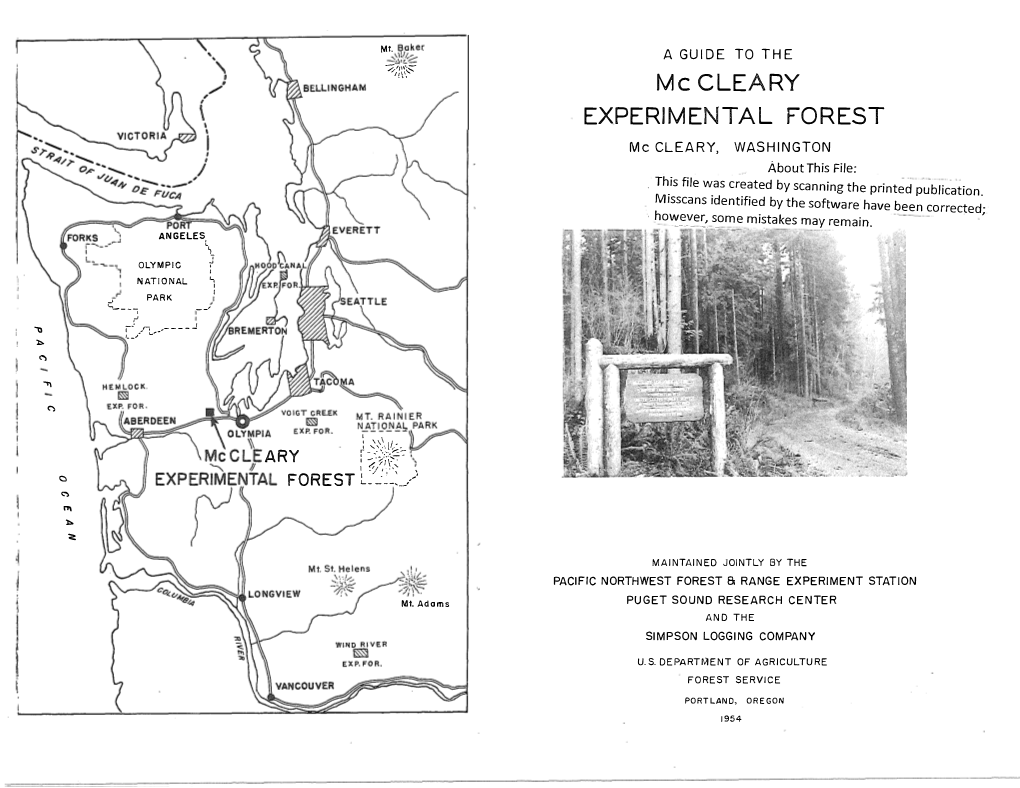 Guide to the Mccleary Experimental Forest