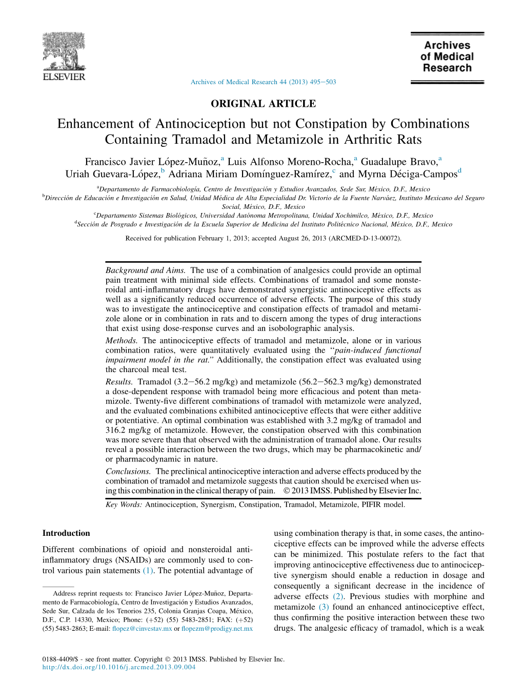 Enhancement of Antinociception but Not Constipation by Combinations