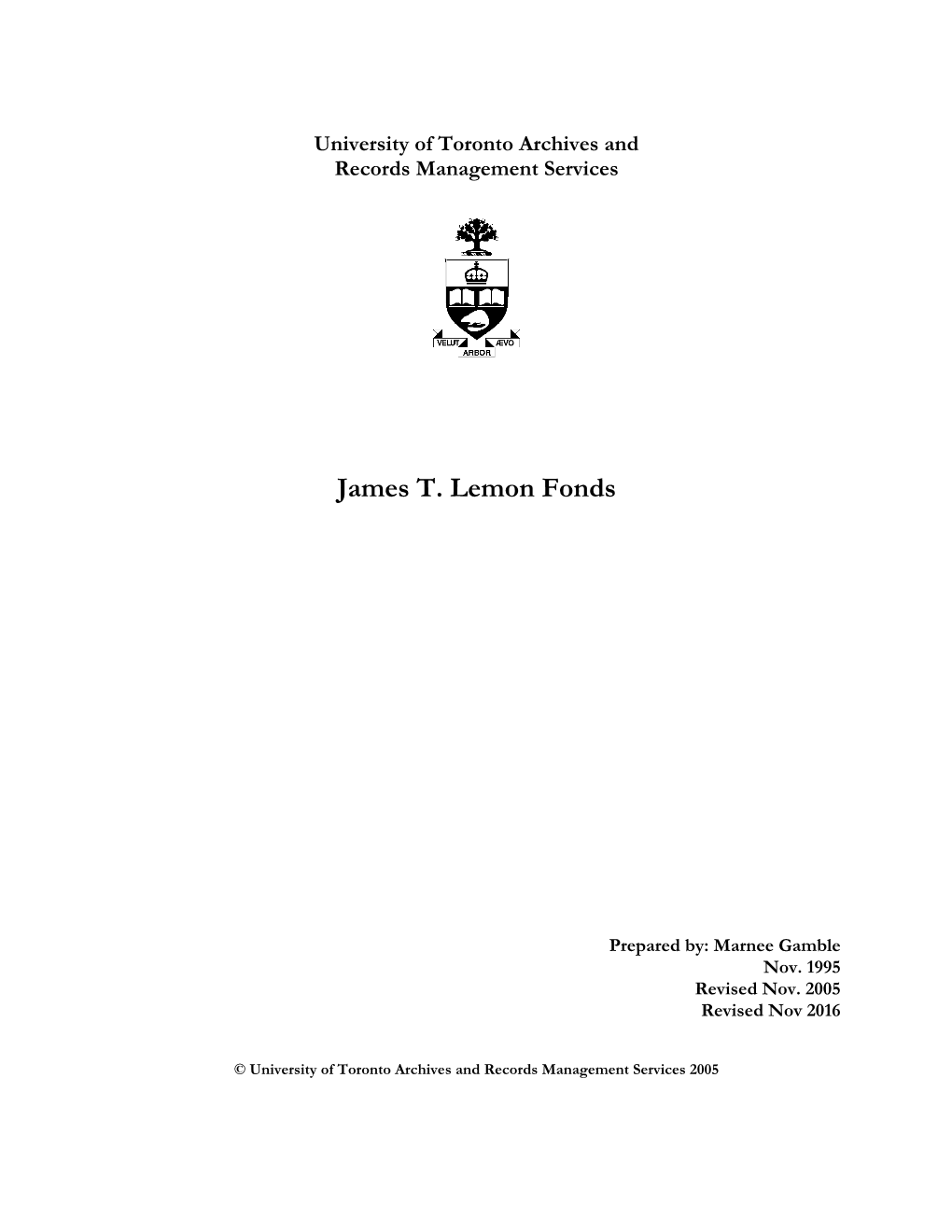 James T. Lemon Fonds