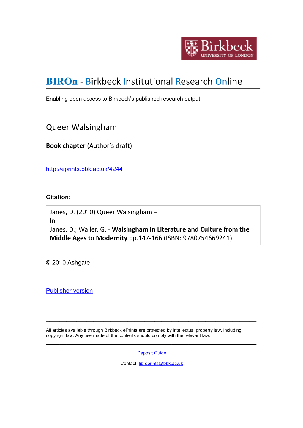 Birkbeck Institutional Research Online