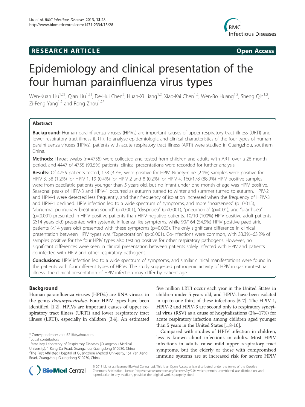 Epidemiology and Clinical Presentation of the Four Human