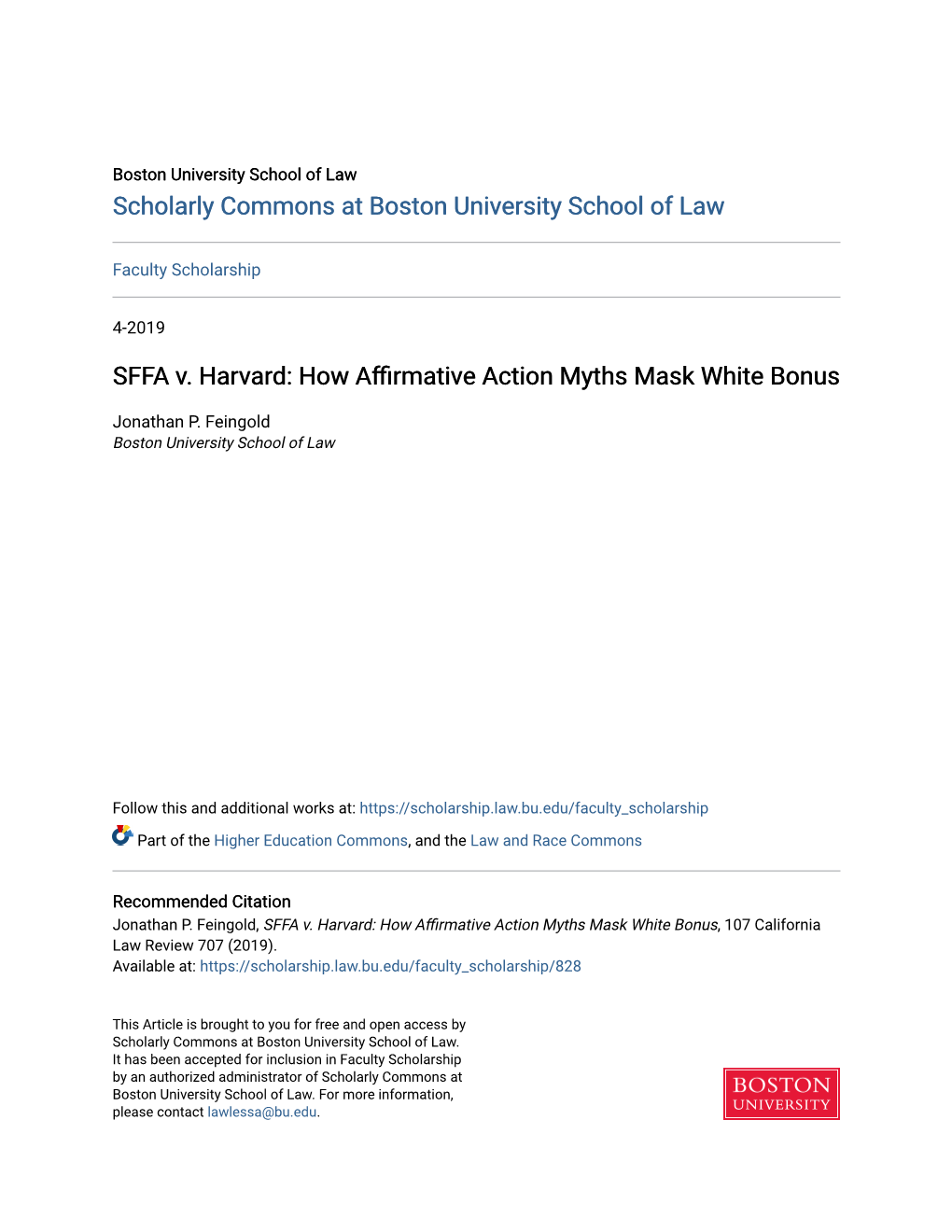 SFFA V. Harvard: How Affirmative Action Myths Mask White Bonus